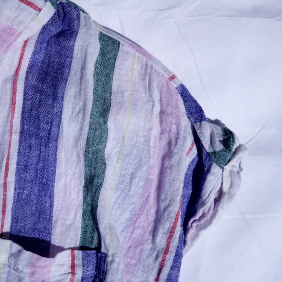 Multi Stripe Tie Hem Button Up Shirt - Picture 5 of 5